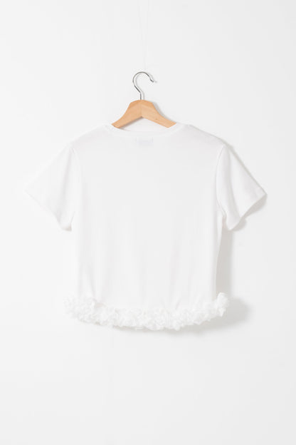 【SALE】裾フリルレースTシャツ