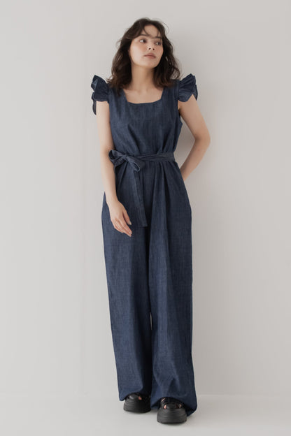 【SALE】ラッフルデニムジャンプスーツ