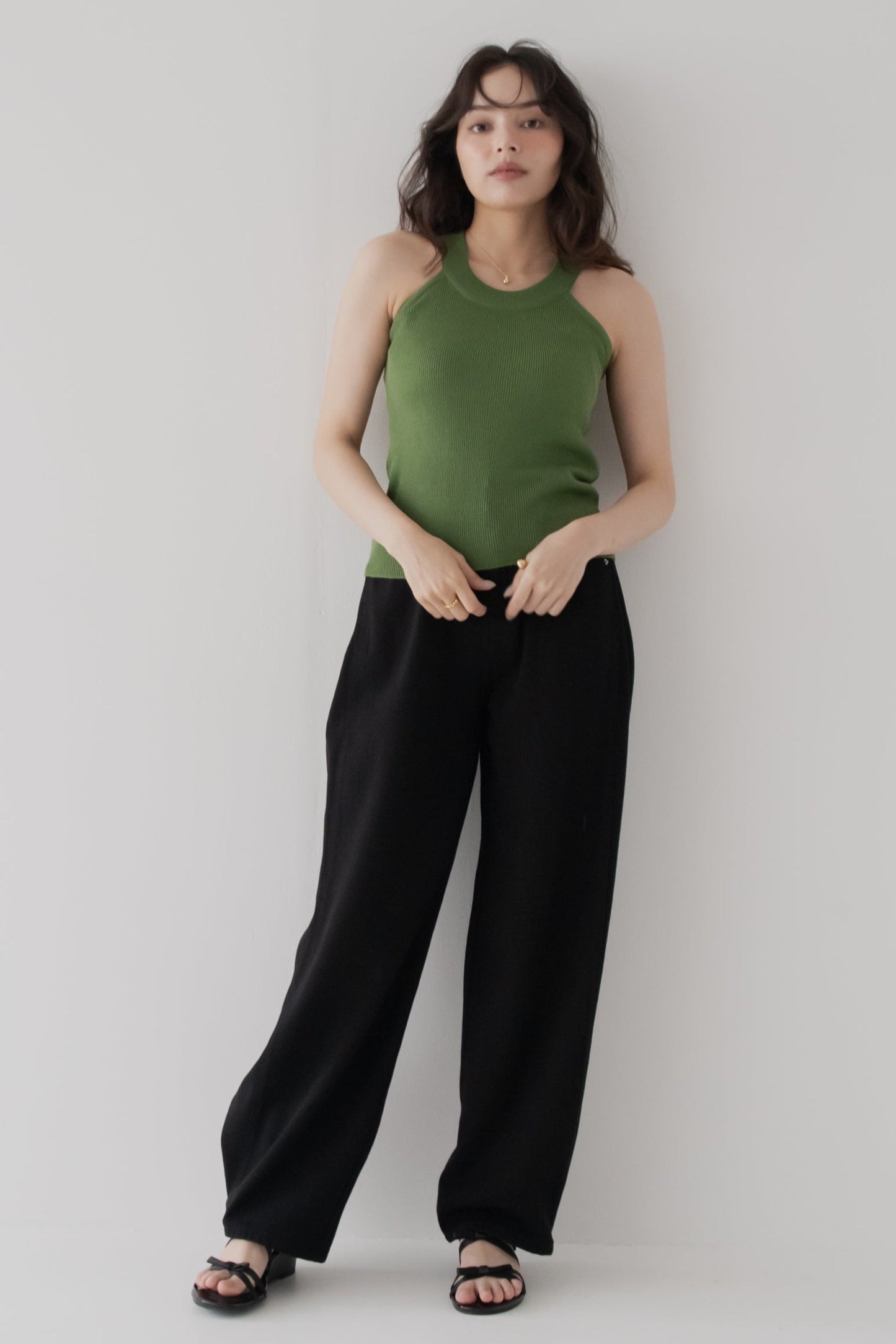 【SALE】リブホルターネックトップ