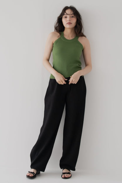 【SALE】リブホルターネックトップ