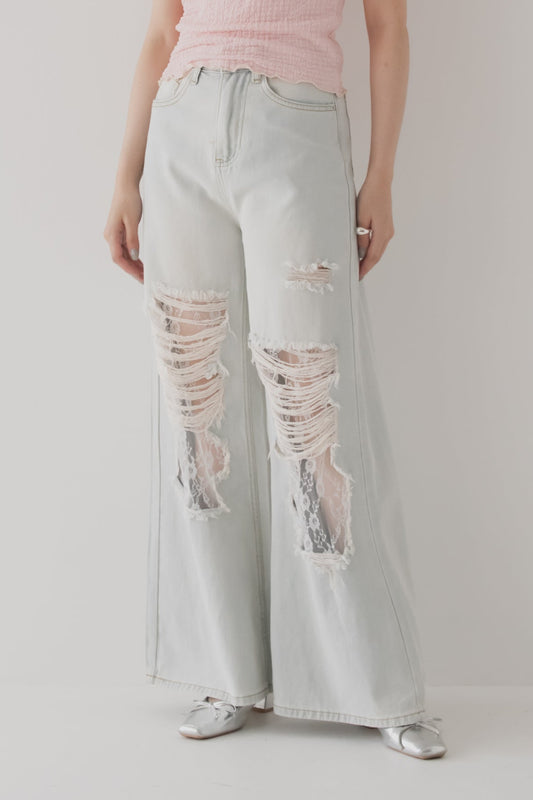 【SALE】レースクラッシュデニム