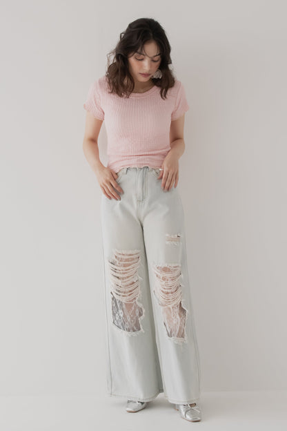 【SALE】レースクラッシュデニム