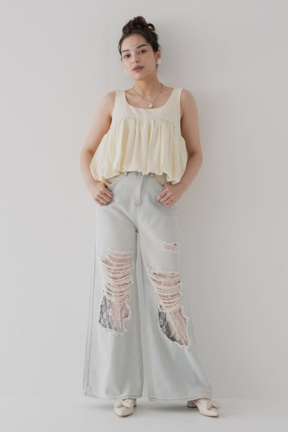 【SALE】レースクラッシュデニム