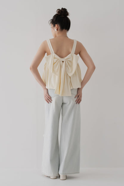 【SALE】バックリボンギャザートップス