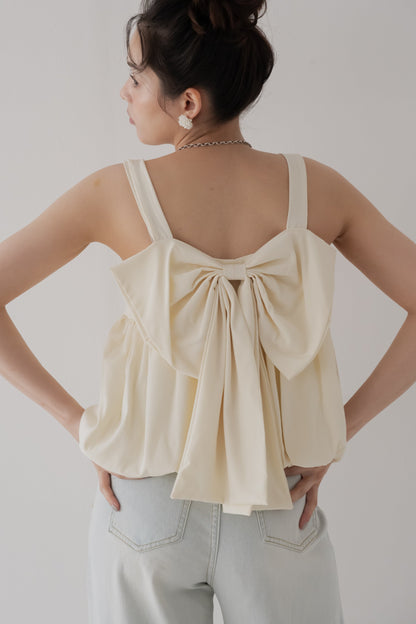 【SALE】バックリボンギャザートップス