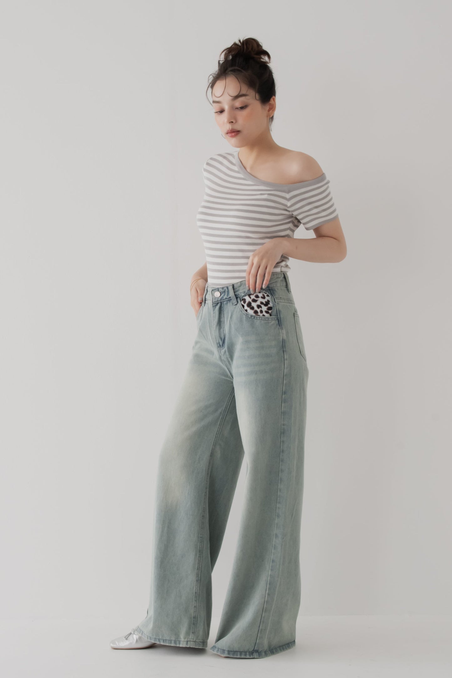 【SALE】アシンメトリボーダートップス
