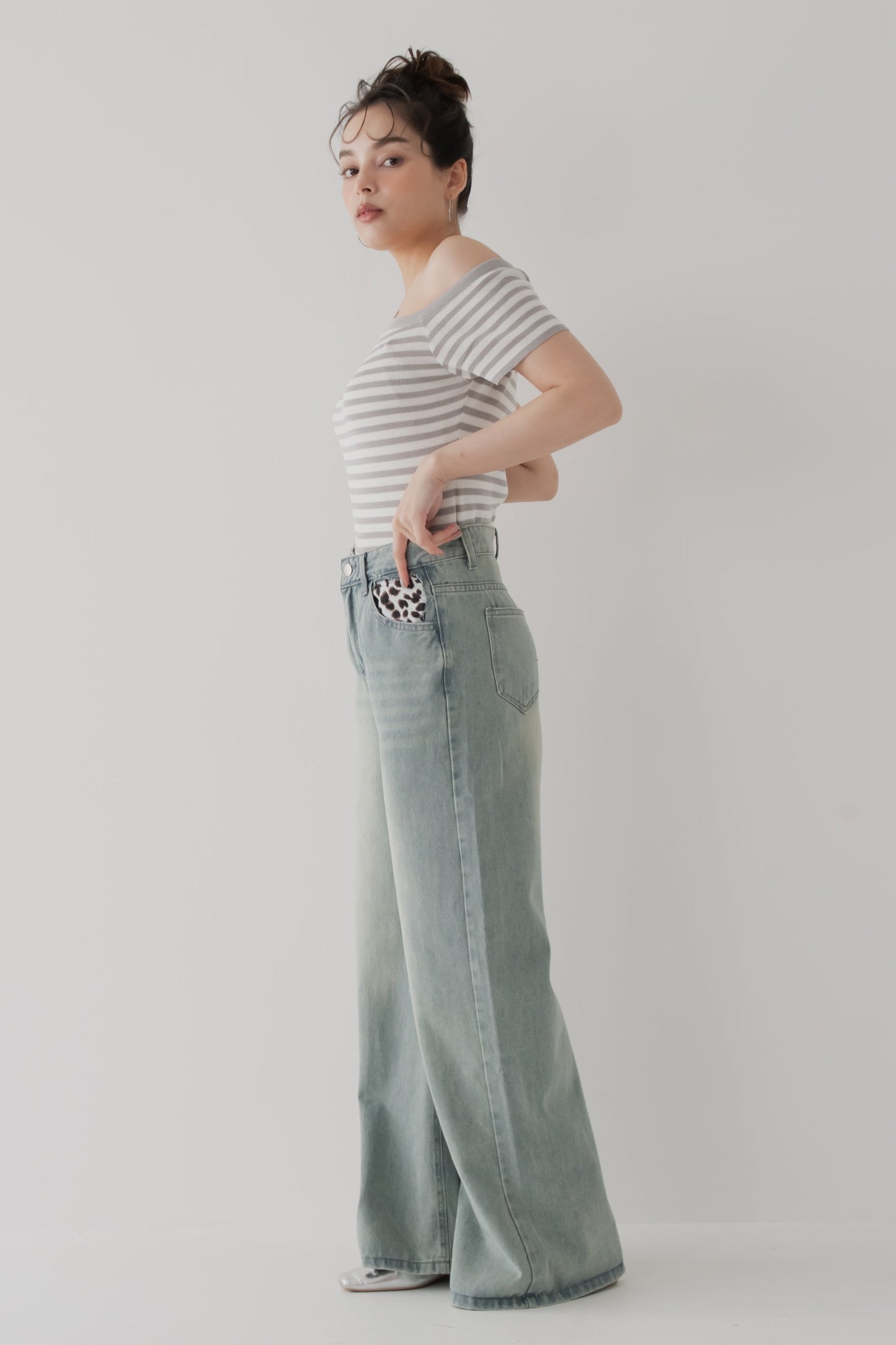 【SALE】レオパードポケットジーンズ