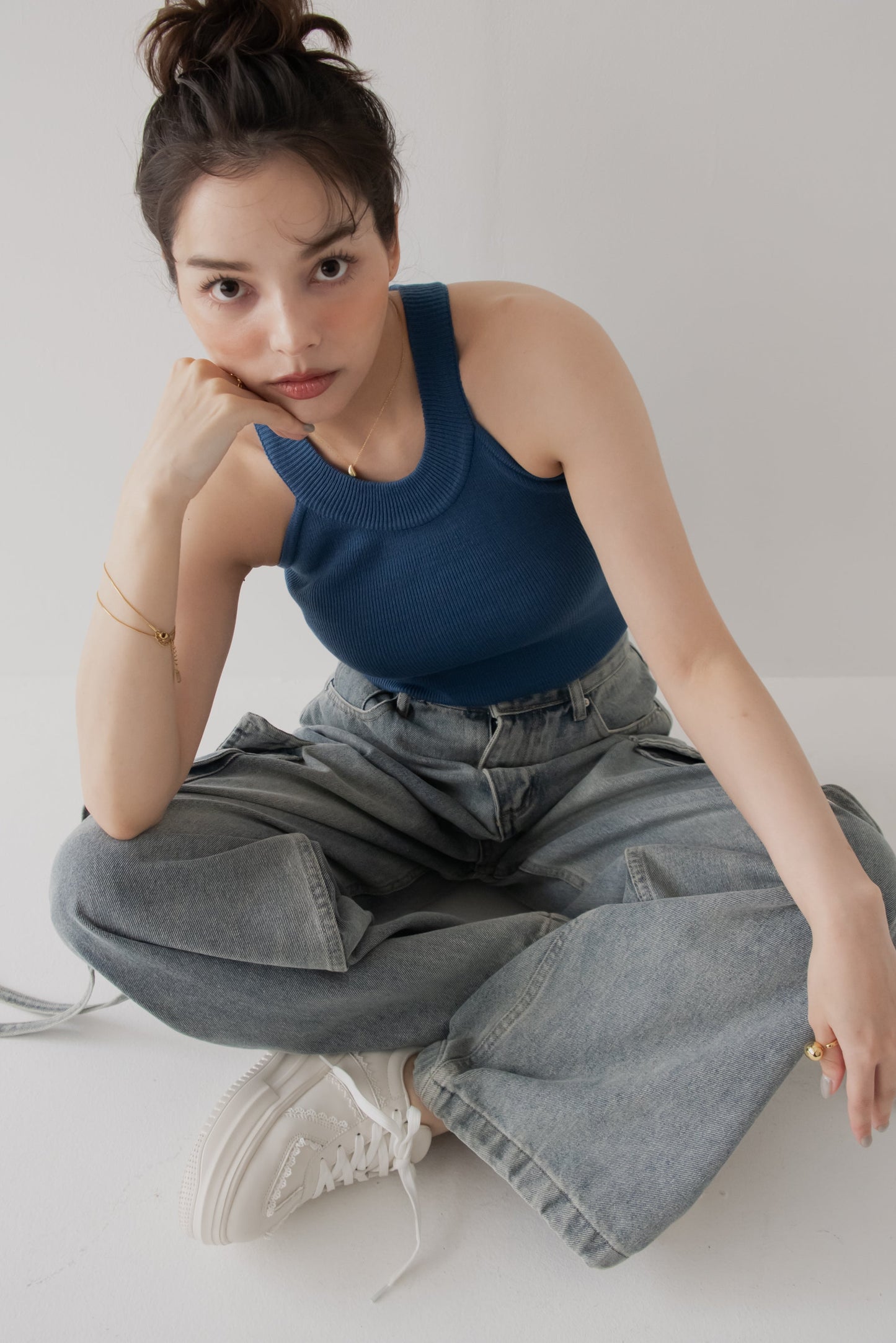 【SALE】リブホルターネックトップ