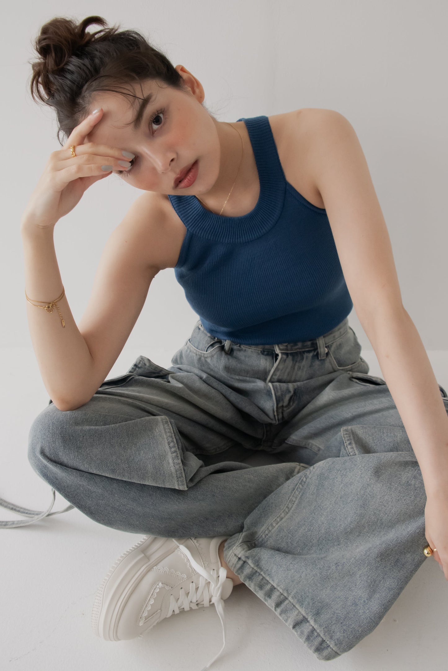 【SALE】リブホルターネックトップ