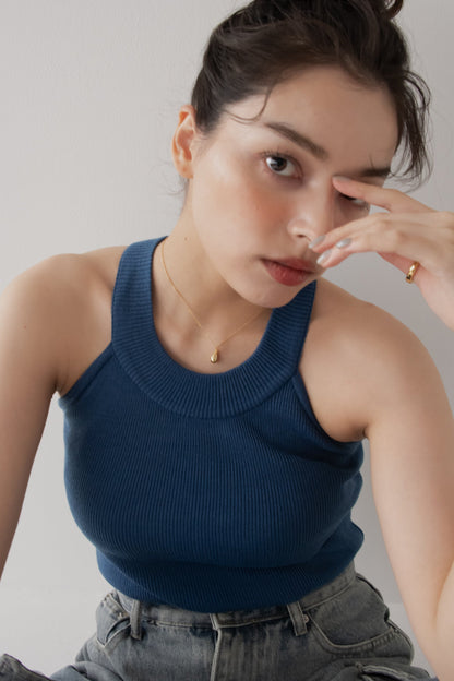 【SALE】リブホルターネックトップ
