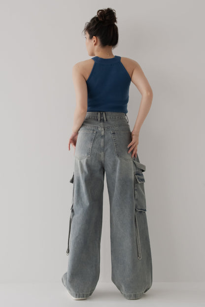 【SALE】リブホルターネックトップ