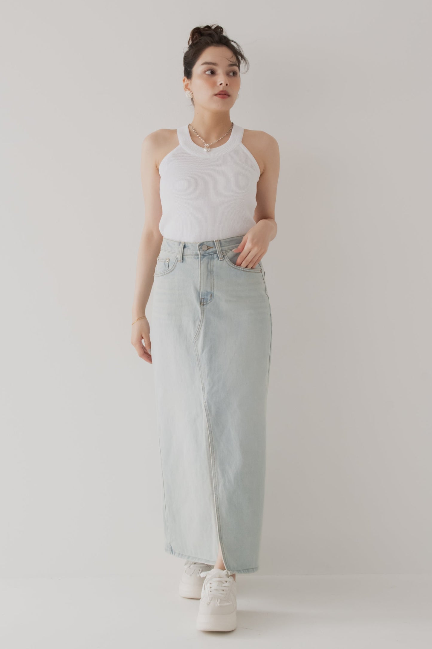 【SALE】スリットデニムスカート