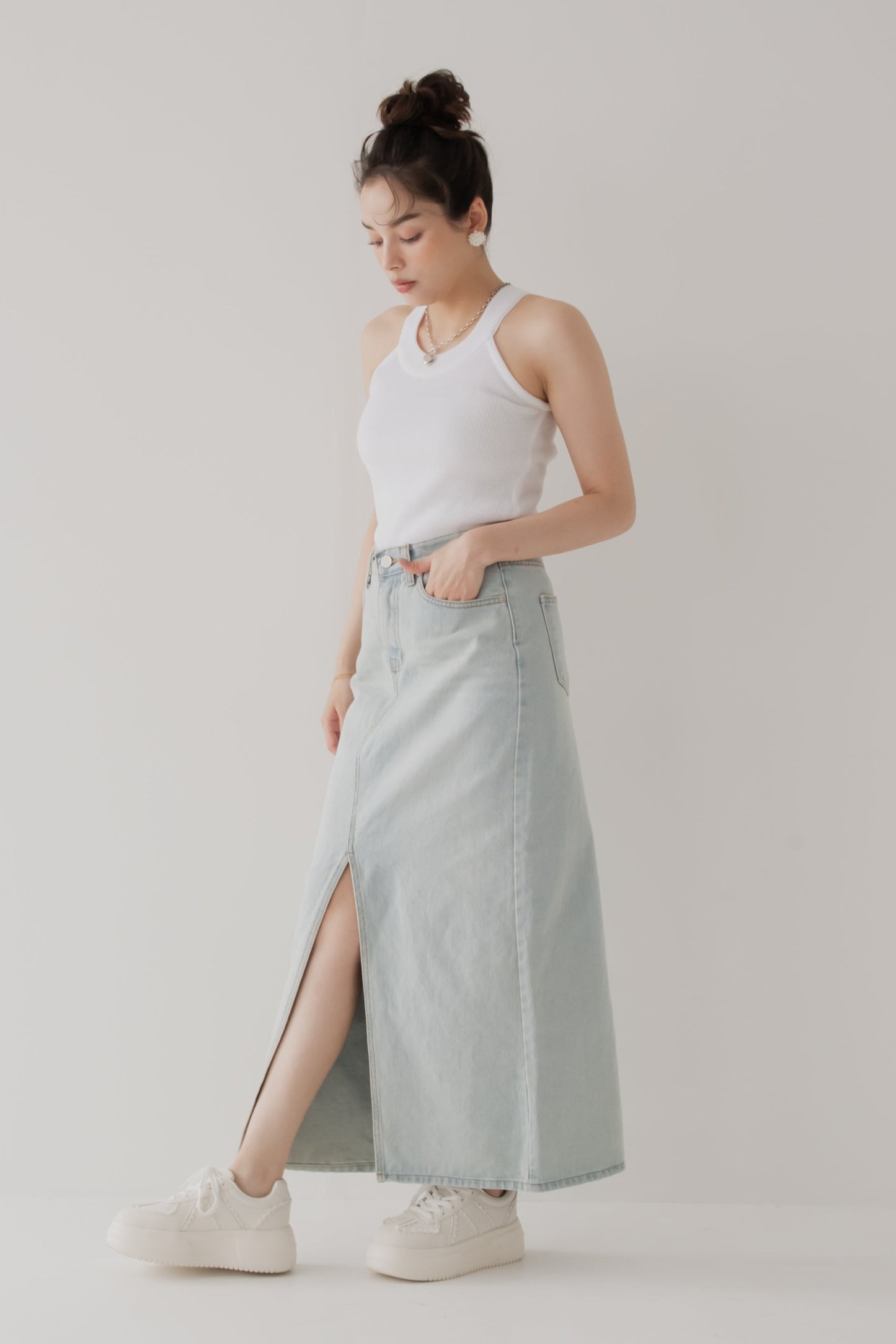 【SALE】スリットデニムスカート