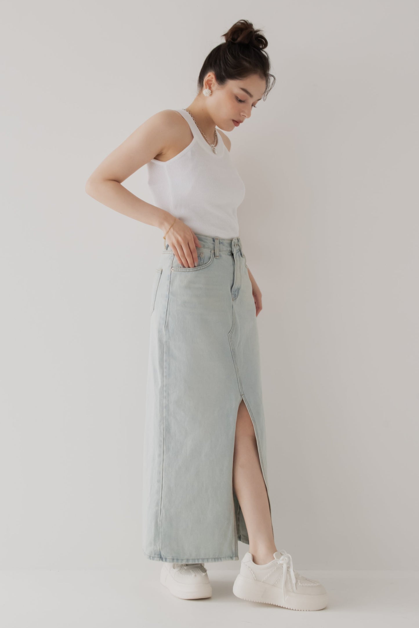 【SALE】スリットデニムスカート