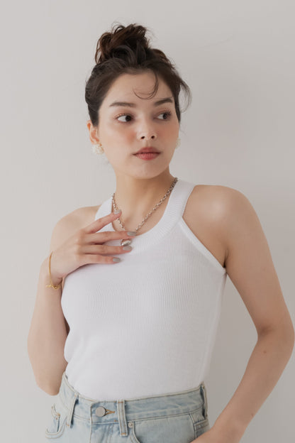 【SALE】リブホルターネックトップ