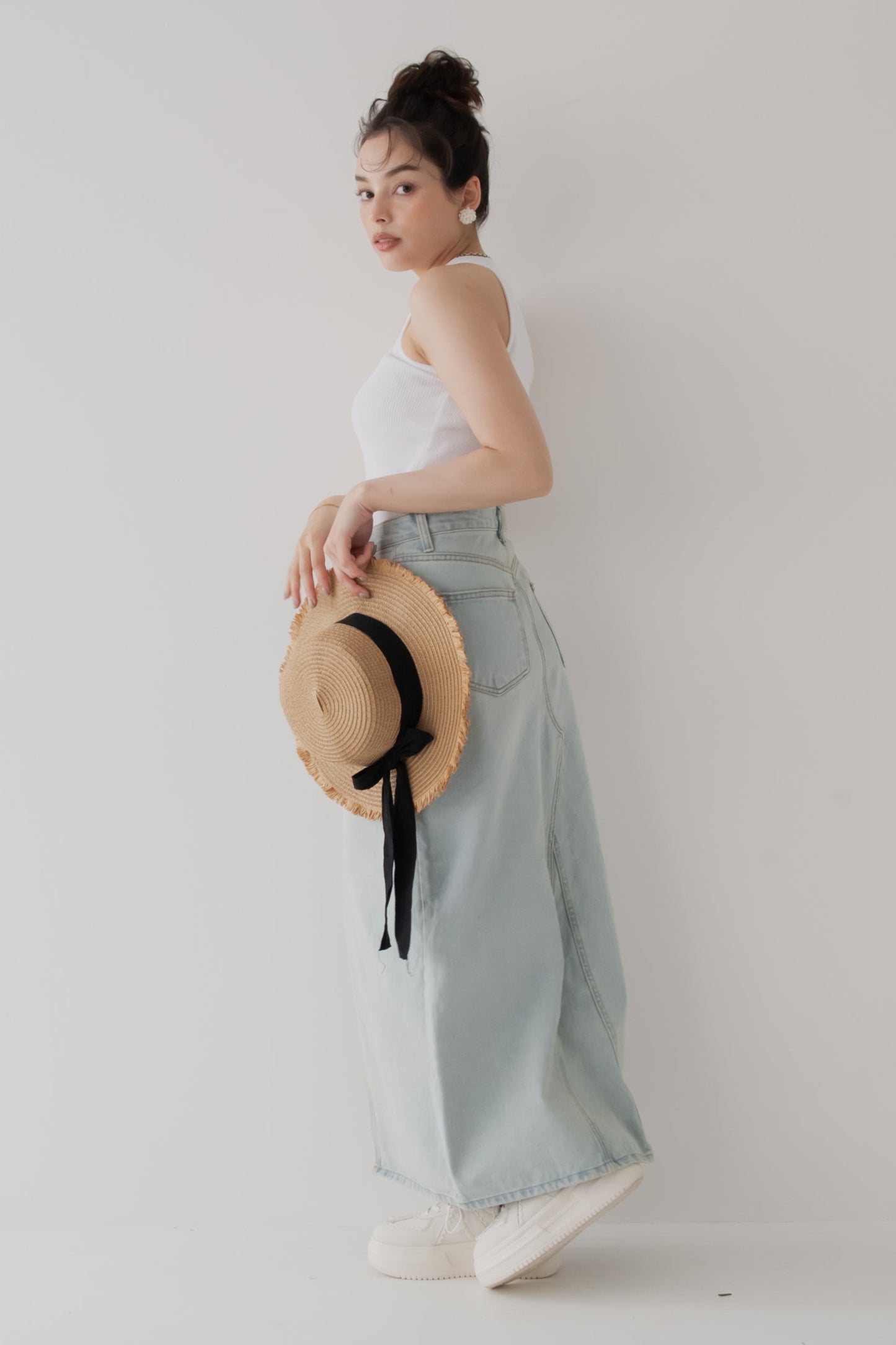 【SALE】スリットデニムスカート