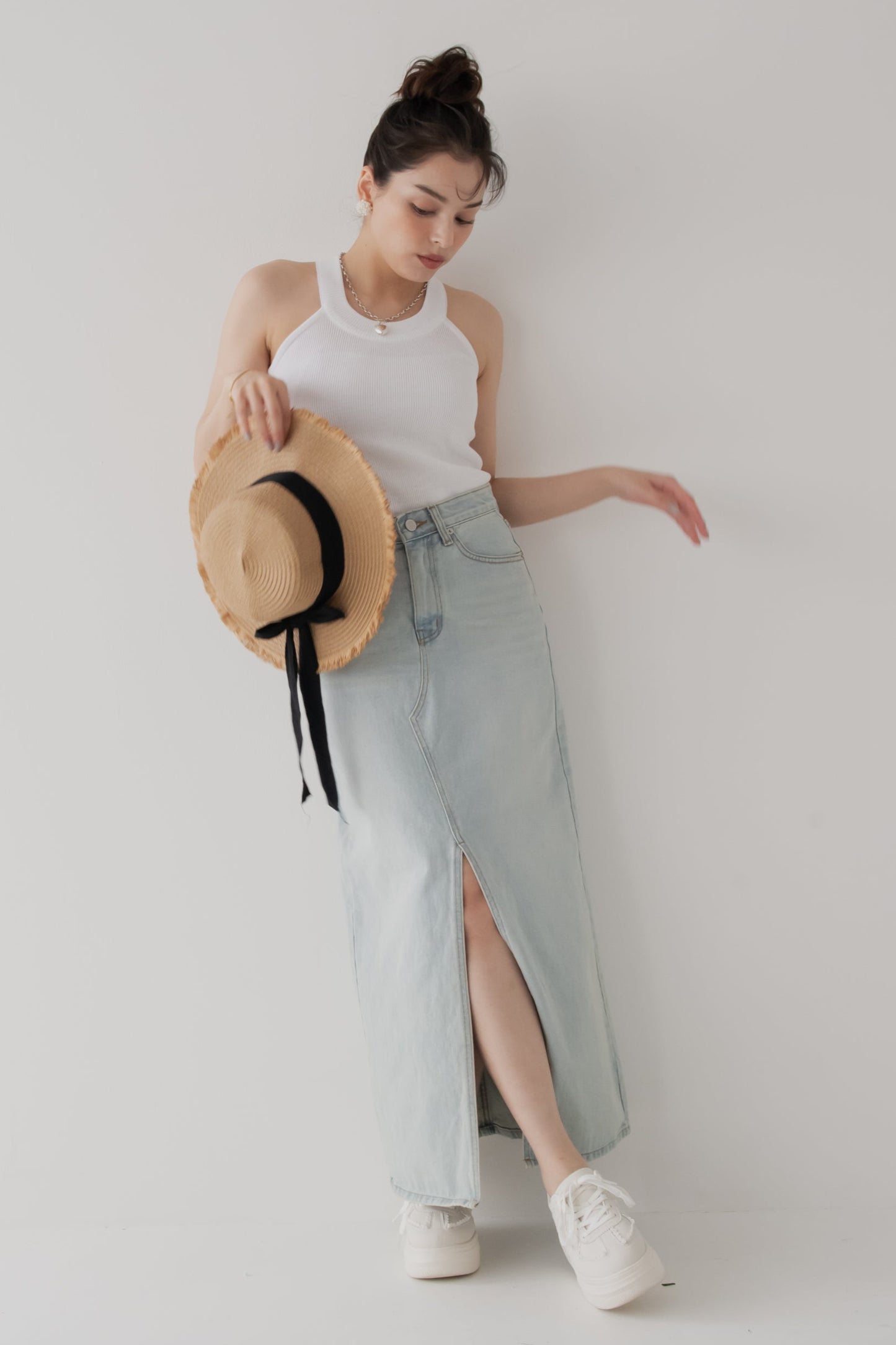 【SALE】スリットデニムスカート