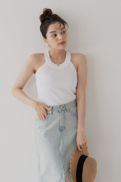 【SALE】リブホルターネックトップ