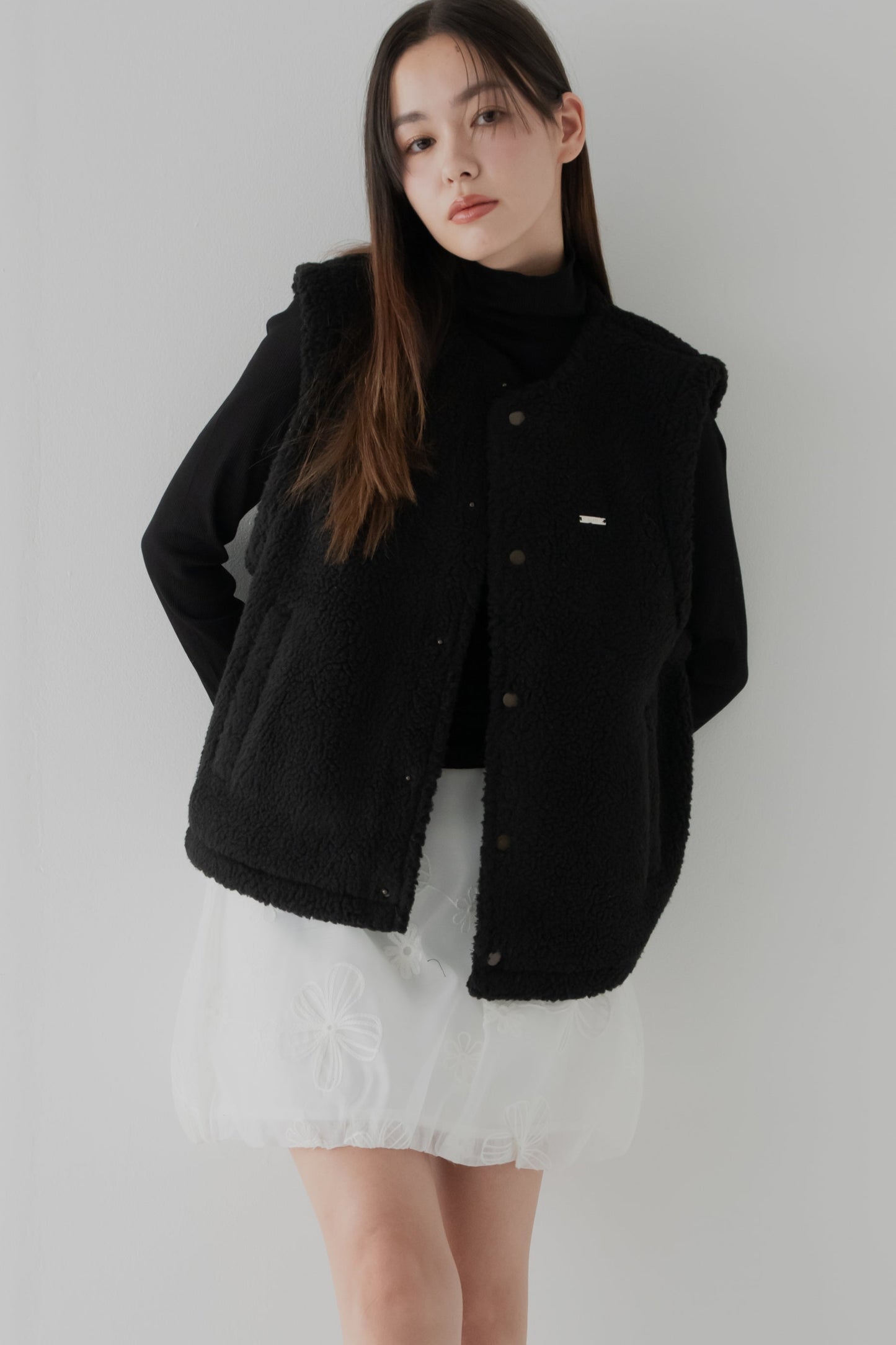 【くぅちゃんコラボアイテム】カジュアルユニセックスボアベスト