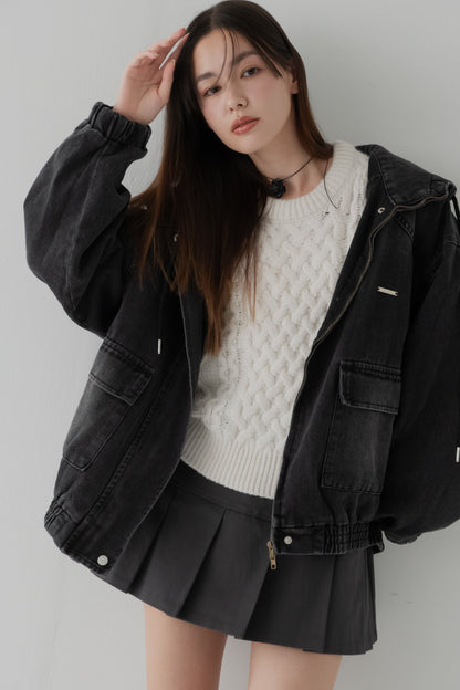 【くぅちゃんコラボアイテム】ルーズフィット ユニセックスデニムジャケット