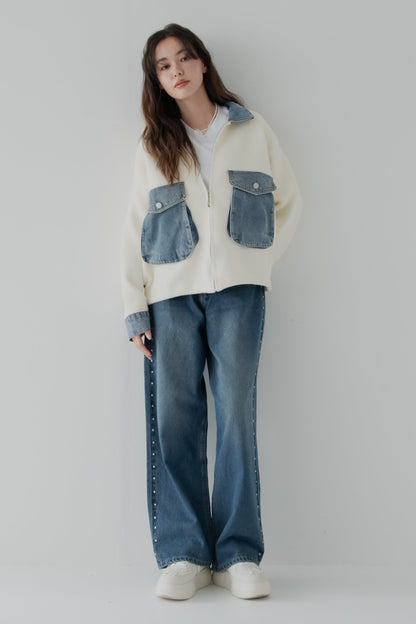 スタッズデニムパンツ