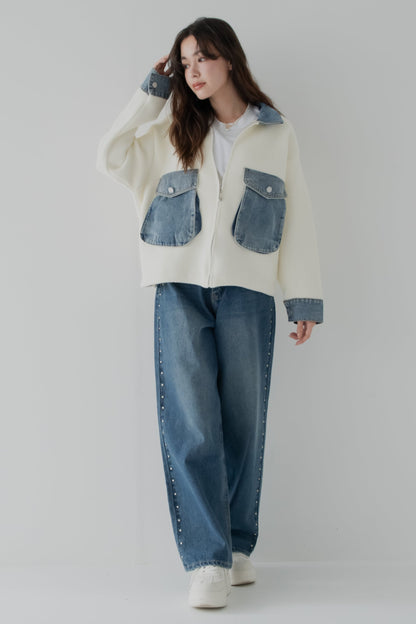 ミックスデニムソフトボアジャケット