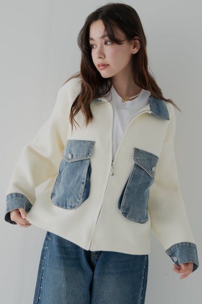 ミックスデニムソフトボアジャケット