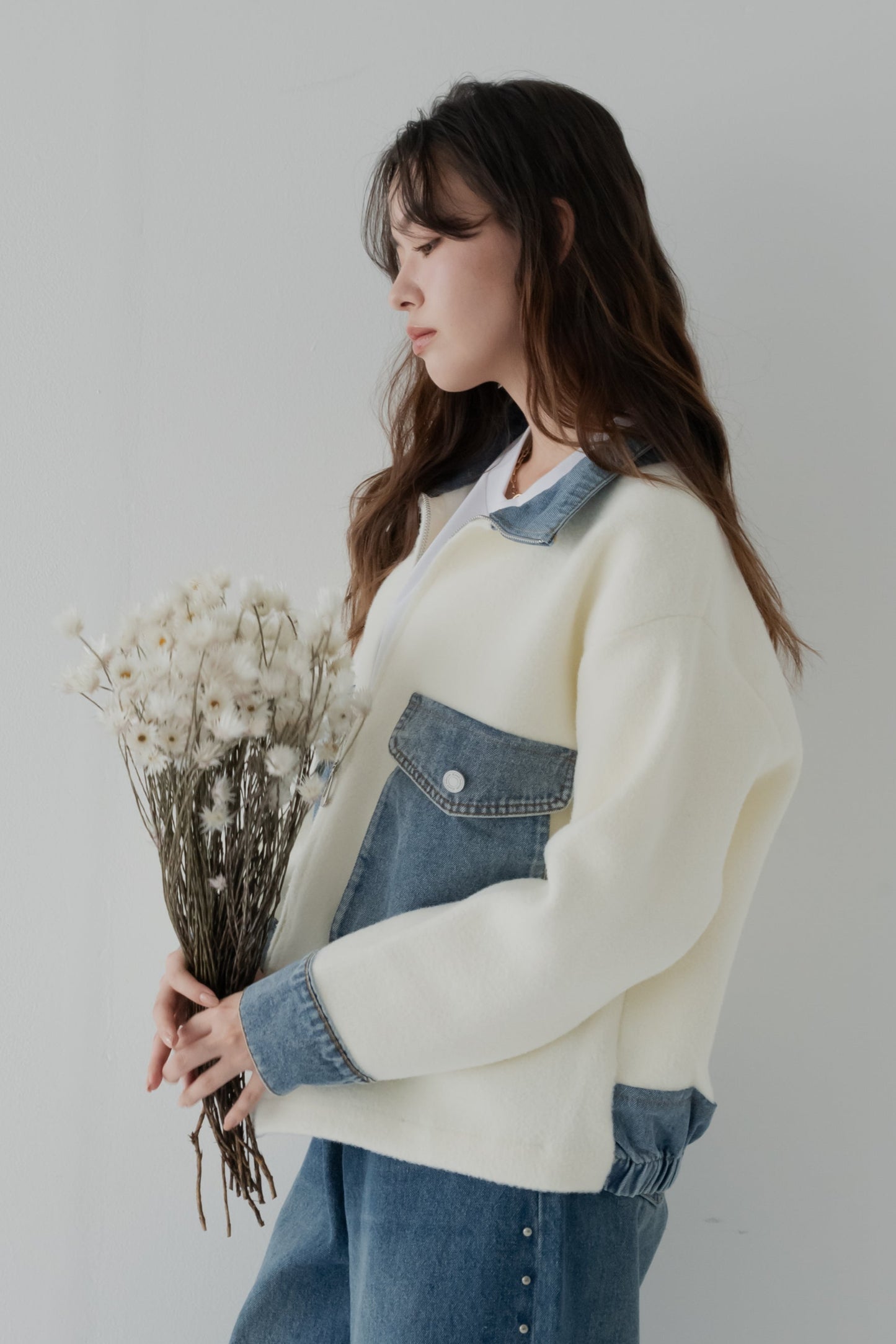 ミックスデニムソフトボアジャケット