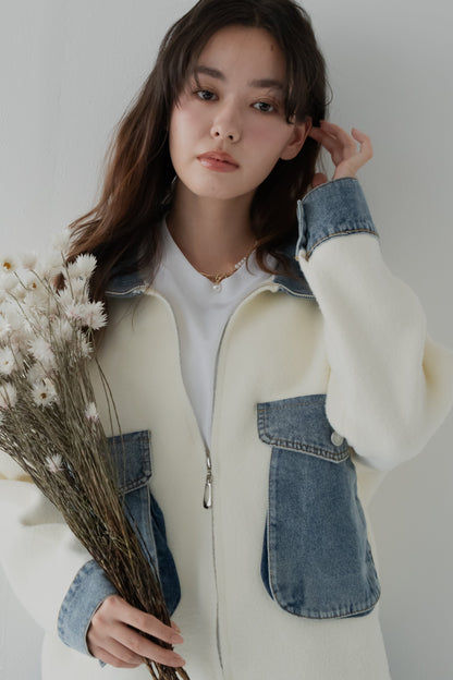 ミックスデニムソフトボアジャケット