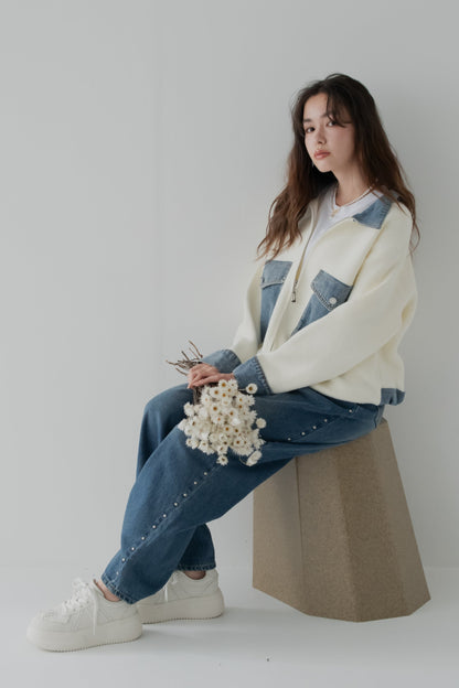 スタッズデニムパンツ