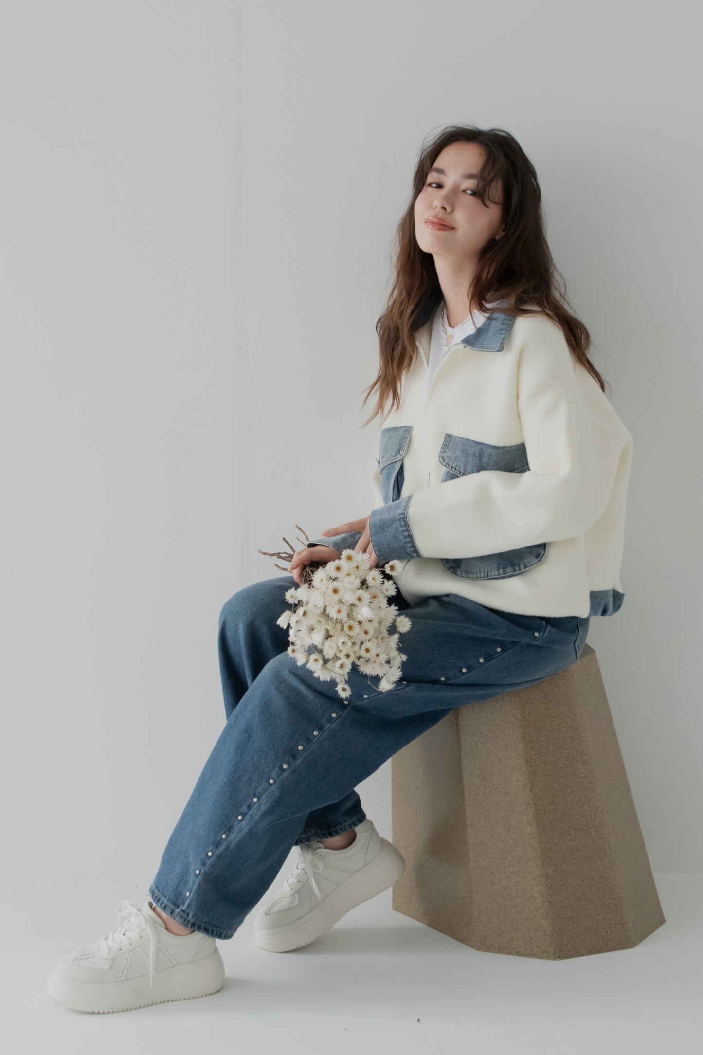 ミックスデニムソフトボアジャケット