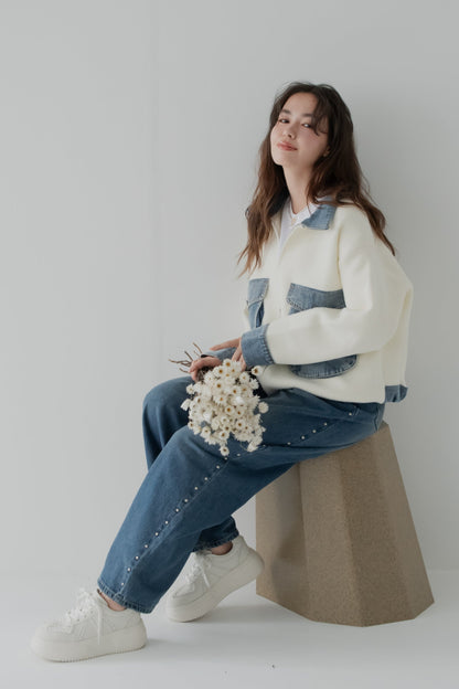 ミックスデニムソフトボアジャケット