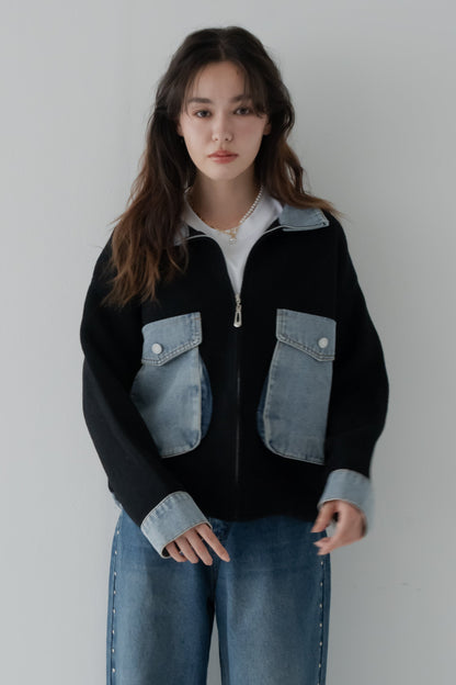ミックスデニムソフトボアジャケット