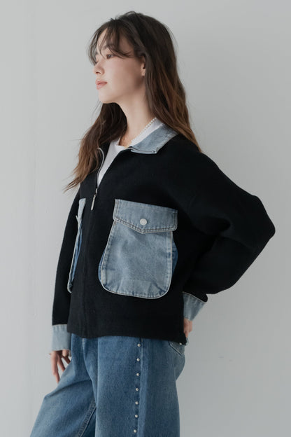 ミックスデニムソフトボアジャケット