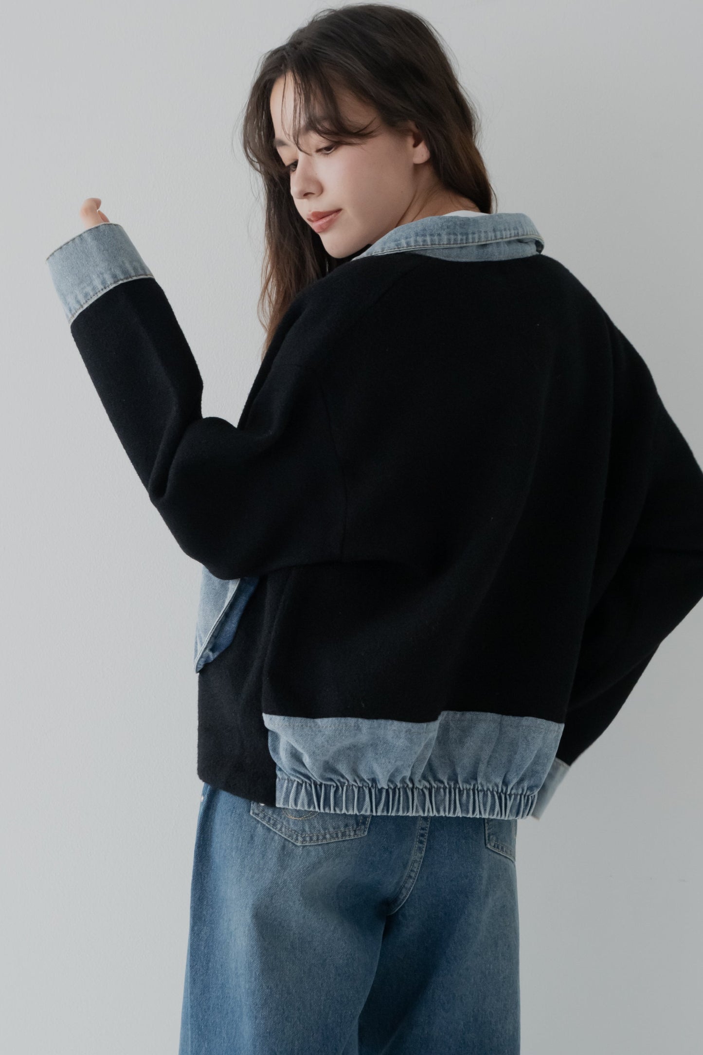 ミックスデニムソフトボアジャケット