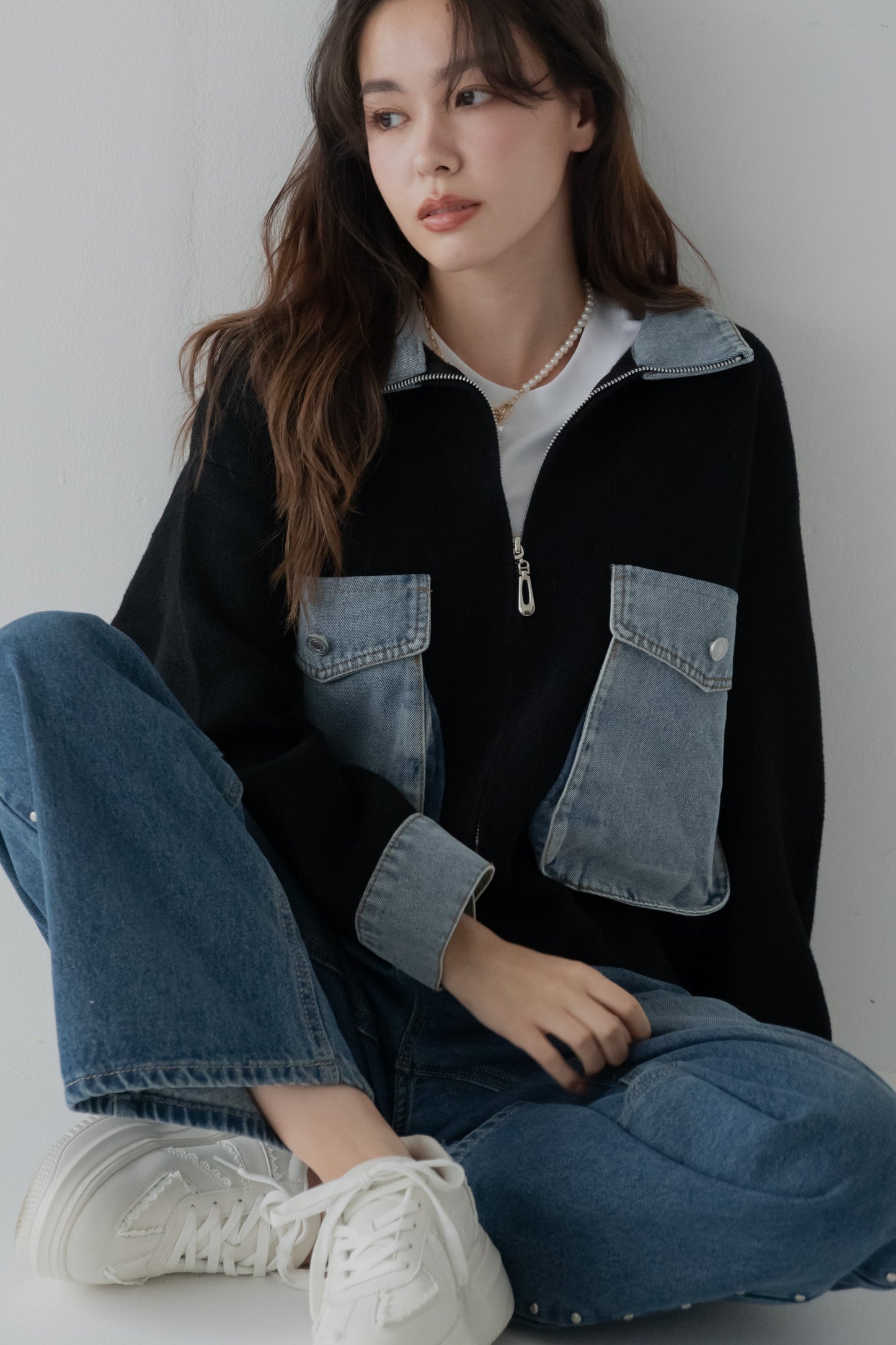 ミックスデニムソフトボアジャケット