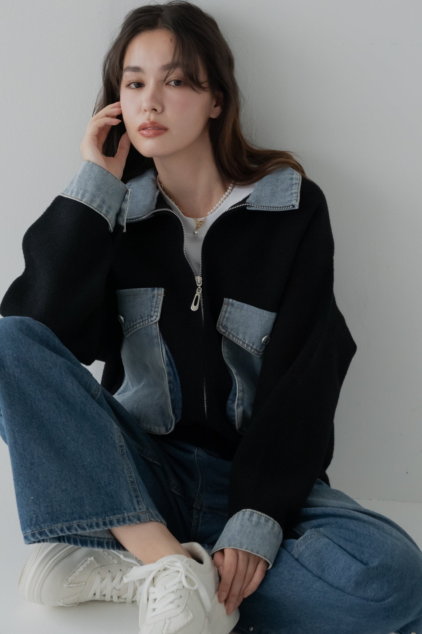 ミックスデニムソフトボアジャケット