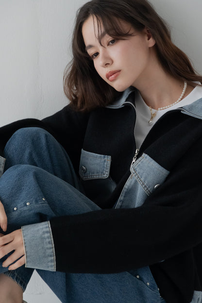 ミックスデニムソフトボアジャケット