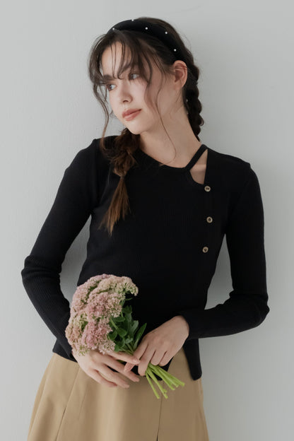 カットアウトリブトップス